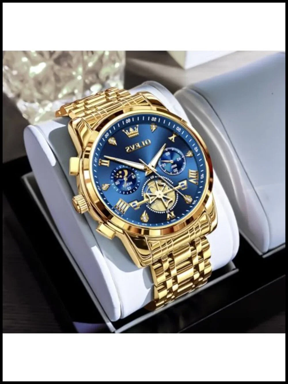 Men's Stainless Steel Chronograph Dress Watch 42mm Quartz